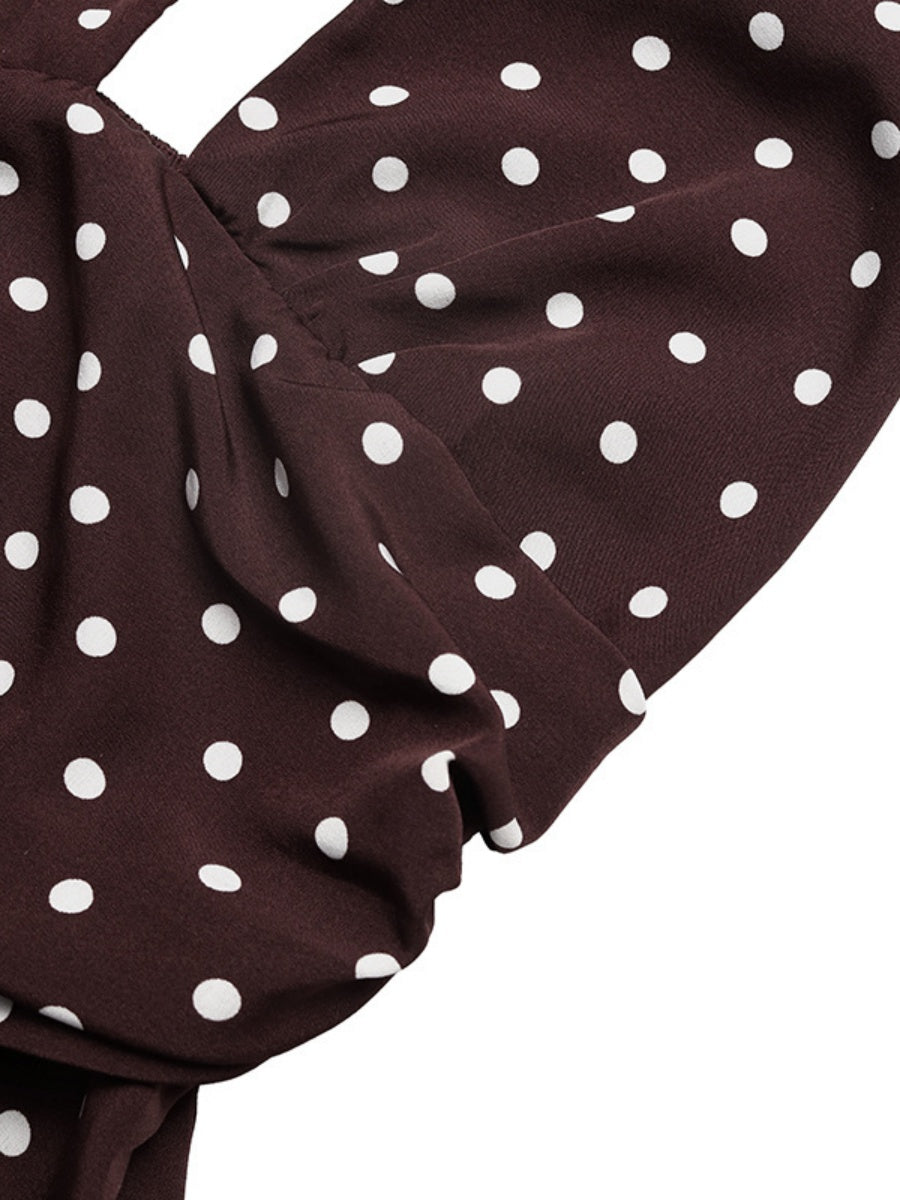 Halter V-neck Polka Dots Vacation Retro Maxi Dresses