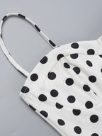 Polka Dot Fitted Ruched Skirt Midi Dress