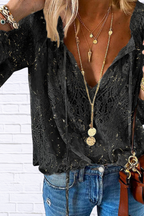 Lace Tie-Neck Blouse