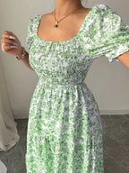 Puff Sleeve Printed Maxi Dresses