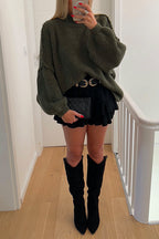 Drop Shoulder Plain Casual Pullover Sweater
