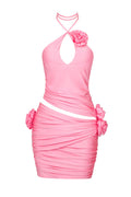 Flower Appliqu  Cut Out Minidress