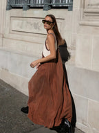 V-neck Sleeveless Color-blocked Maxi Dress