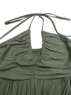 Halter V-neck Drawstring Loose-fit Vacation Maxi Dresses