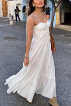 Tie Shoulder Ruffle Swing Maxi Cami Holiday Dress