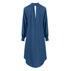Vintage Stand Collar Pleated Dress