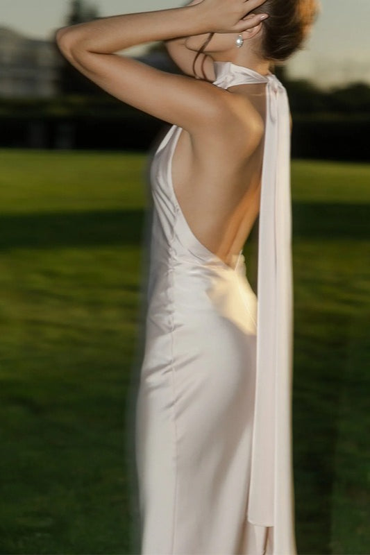 Satin Backless Sleeveless Dress