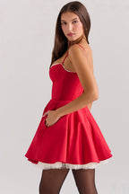 holly red satin tulle mini dress