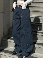 The Rivet Design Is Irregular And Loose Cargo Jeans