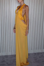 Saffron Muse Draped Halter Dress