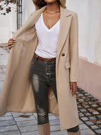 | Long Sleeve Coat with Pockets and Collar