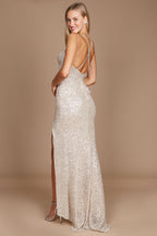 Long Formal Fitted Sequin Prom Dress