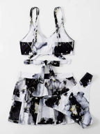 Marble Print Bikini Beach Dress Three-Piece Set