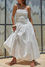 One Shoulder Ruched Flare Maxi Cami Dress