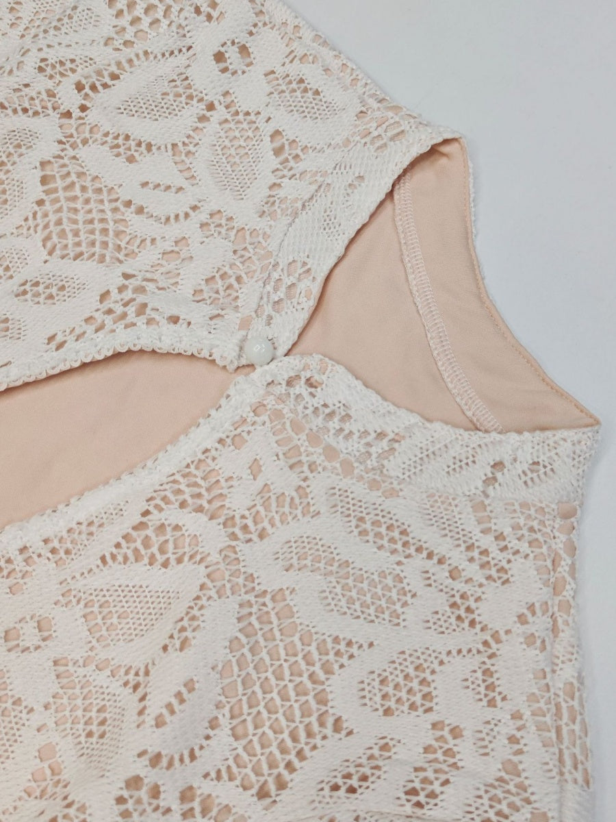 Lace Cutout Bodycon Bell Sleeves Mini&Short Dresses