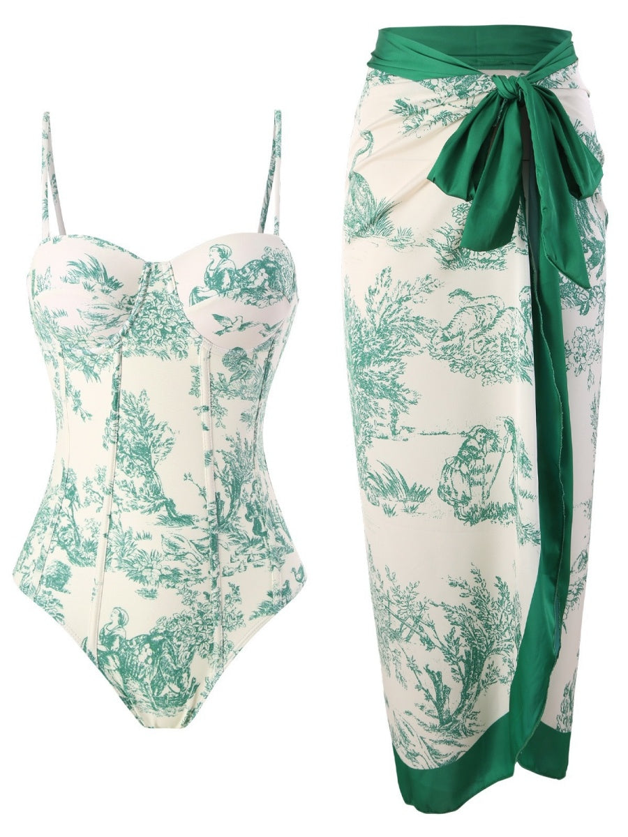 One-piece Swimsuit, Tight-fitting And Slimming, Retro-style Strappy