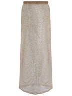 Beach Cover-up With Slits And Tie-up Shimmering Sequined Skirt