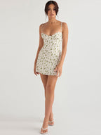 Floral Print Mini Dress With Spaghetti Straps