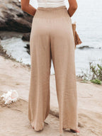 Cotton Blend Wide Leg Pocket Hit Pants