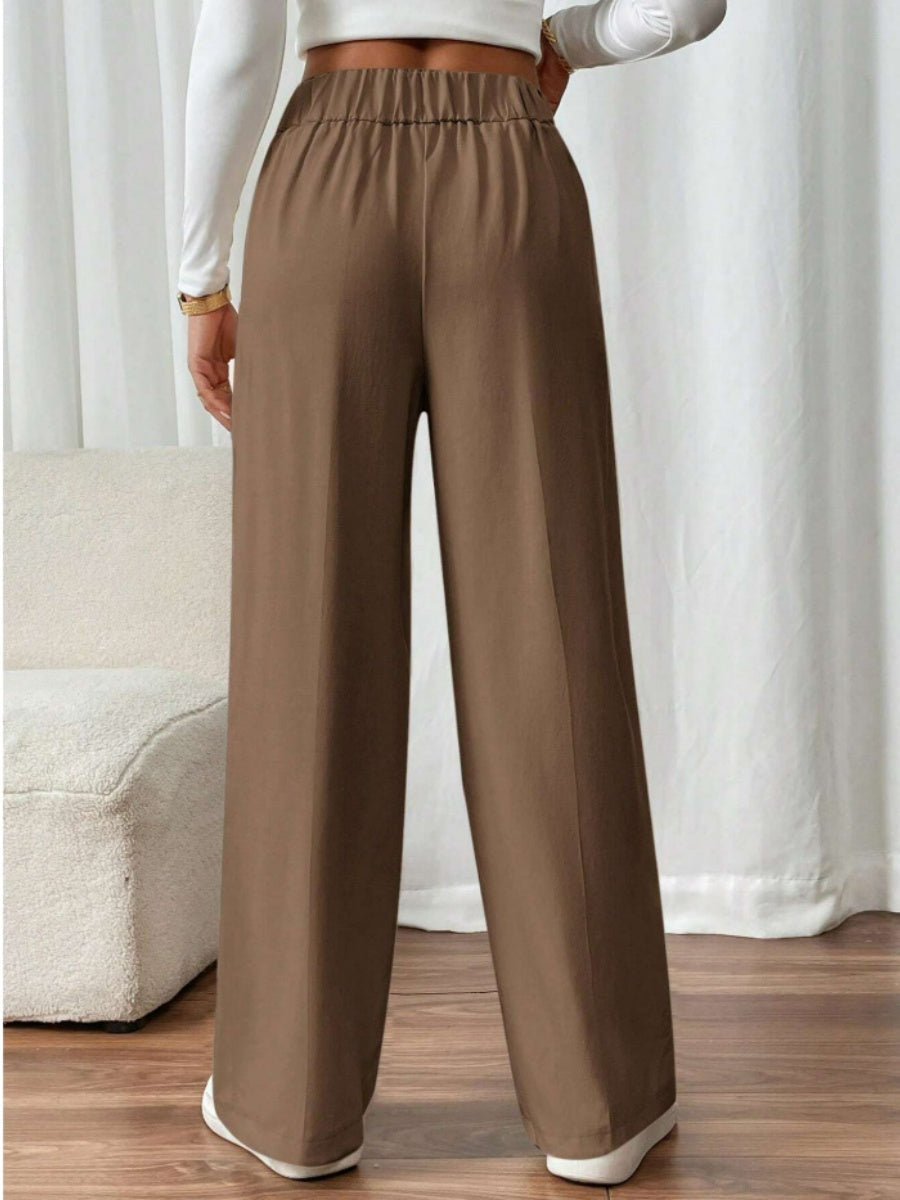 Casual High-waisted  Loose Straight leg Pocket Pants