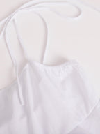 Pure Cotton Cake Skirt Backless Camisoles Beach Cover-up Mini&Short Dresses
