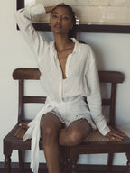 Pure Cotton Lapel Hip-hugging Shirts Mini&Short Dresses