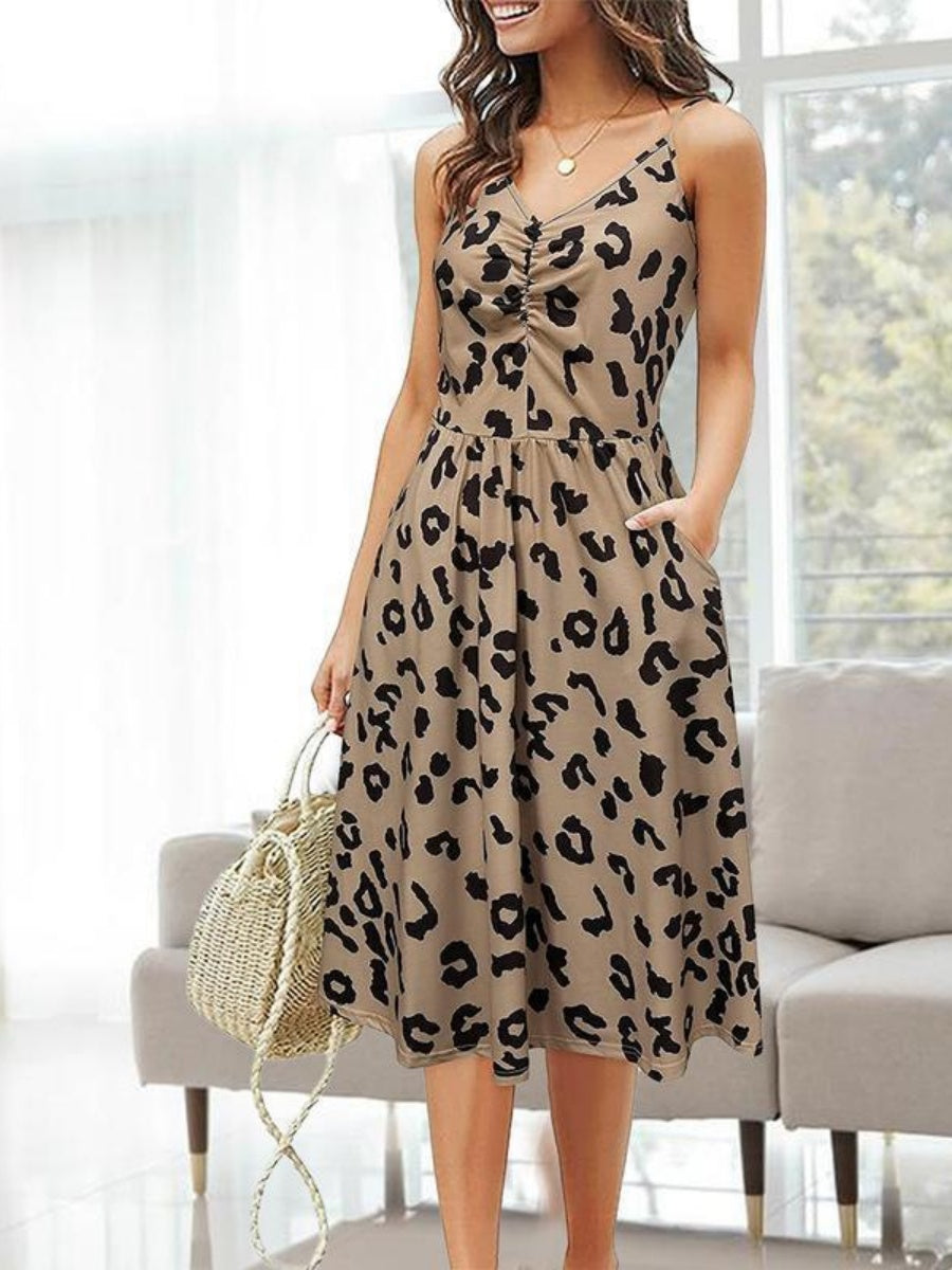 V-neck Sleeveless Midi Dress