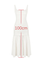 Sleeveless Scoop Neck Princess Seam Dropped Waist Gathered Flounce Midi Dress