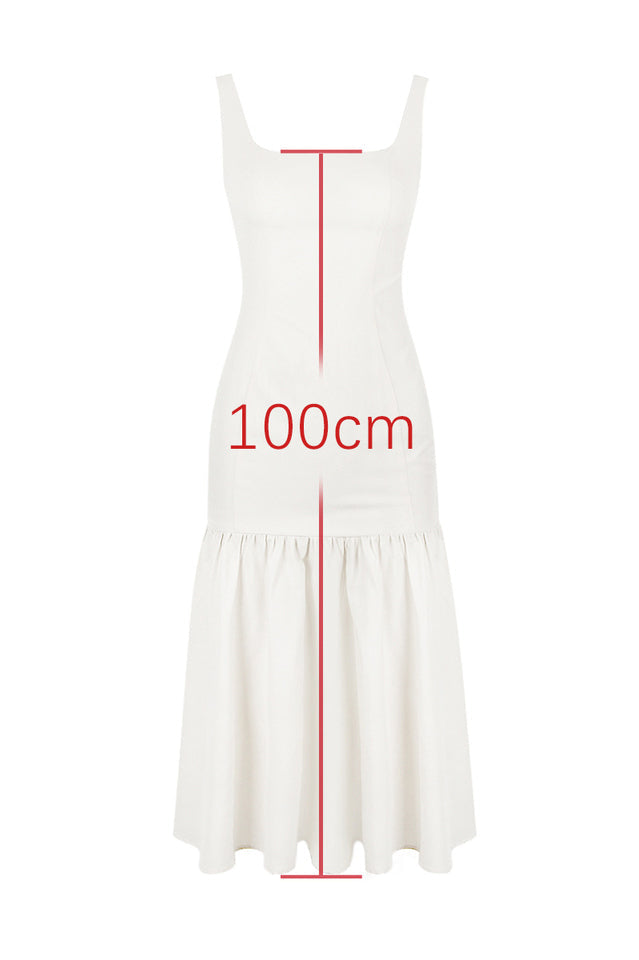 Sleeveless Scoop Neck Princess Seam Dropped Waist Gathered Flounce Midi Dress