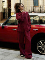 Loose-fitting Long-sleeved Shirt And Casual Trousers Two-piece Set