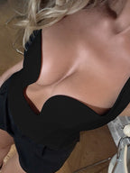 Hollow-out Bralette With Underwire, Tight-fitting Solid Color Halter Neck Double-layer Vest