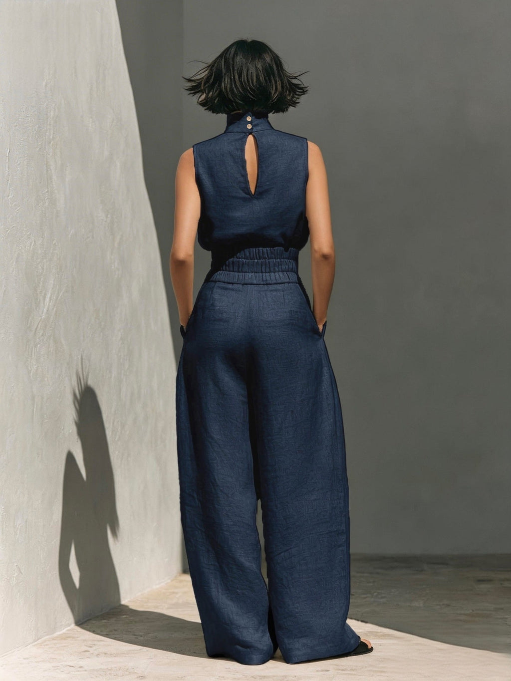 Cotton And Linen Sleeveless Trousers Casual Two-piece Set