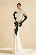 Mock Neck Sleeveless Side Cut Out Oversized Bow Tail Maxi Gown