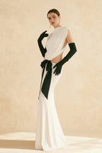 Mock Neck Sleeveless Side Cut Out Oversized Bow Tail Maxi Gown
