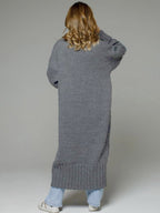 Longline Cardigan Drop Shoulder Ribbed Full Length Women's Sweater