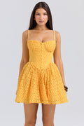 apricot lace corset mini dress