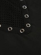 Grid Cross Stitching Long Sleeve Tee
