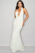 Dorirs Deep V 3D Floral Maxi Dress