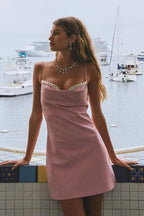 Rhinestone Cami A Line Short Party Dress