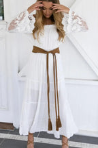 White Flare Sleeve Off Shoulder Dress