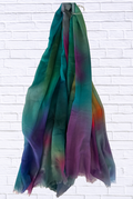 Ombre Rainbow Scarf _ Soft Lightweight Wrap with Frayed Edge