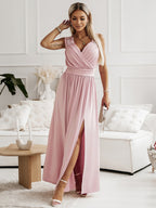 Party Dresses Apricot Sweetheart Neck Sleeveless Layered Prom Maxi Dress