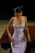 Pearl Satin Slim Fit Backless Cami Elegant Maxi Dress