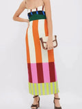 Colorful Stripe Square Neck Cami Dress