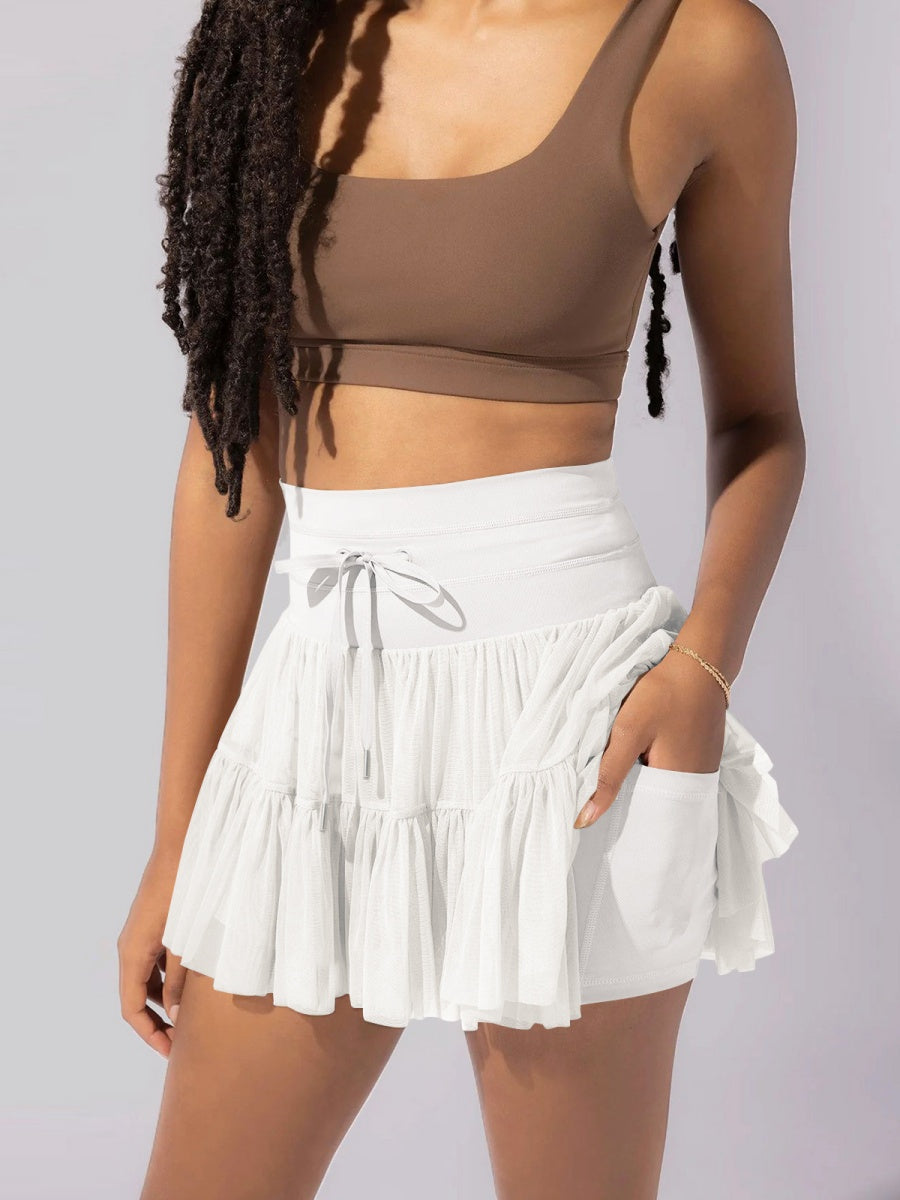 Culottes Sports Pocket Mesh High Waist Skirts