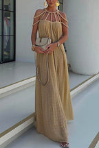 Halter Cut Out Backless Beach Cover Up Maxi Dress