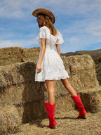 Backless Strapless Tie-up Plaid Mini Dress