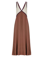 V-neck Sleeveless Color-blocked Maxi Dress