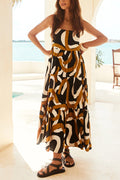 Espresso Print Ruffle Tiered Maxi Cami Dress