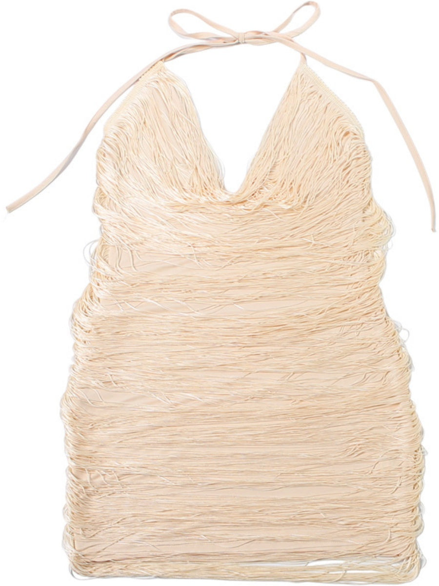 Tassel V-neck Halter Hip-hugging Mini&Short Dresses